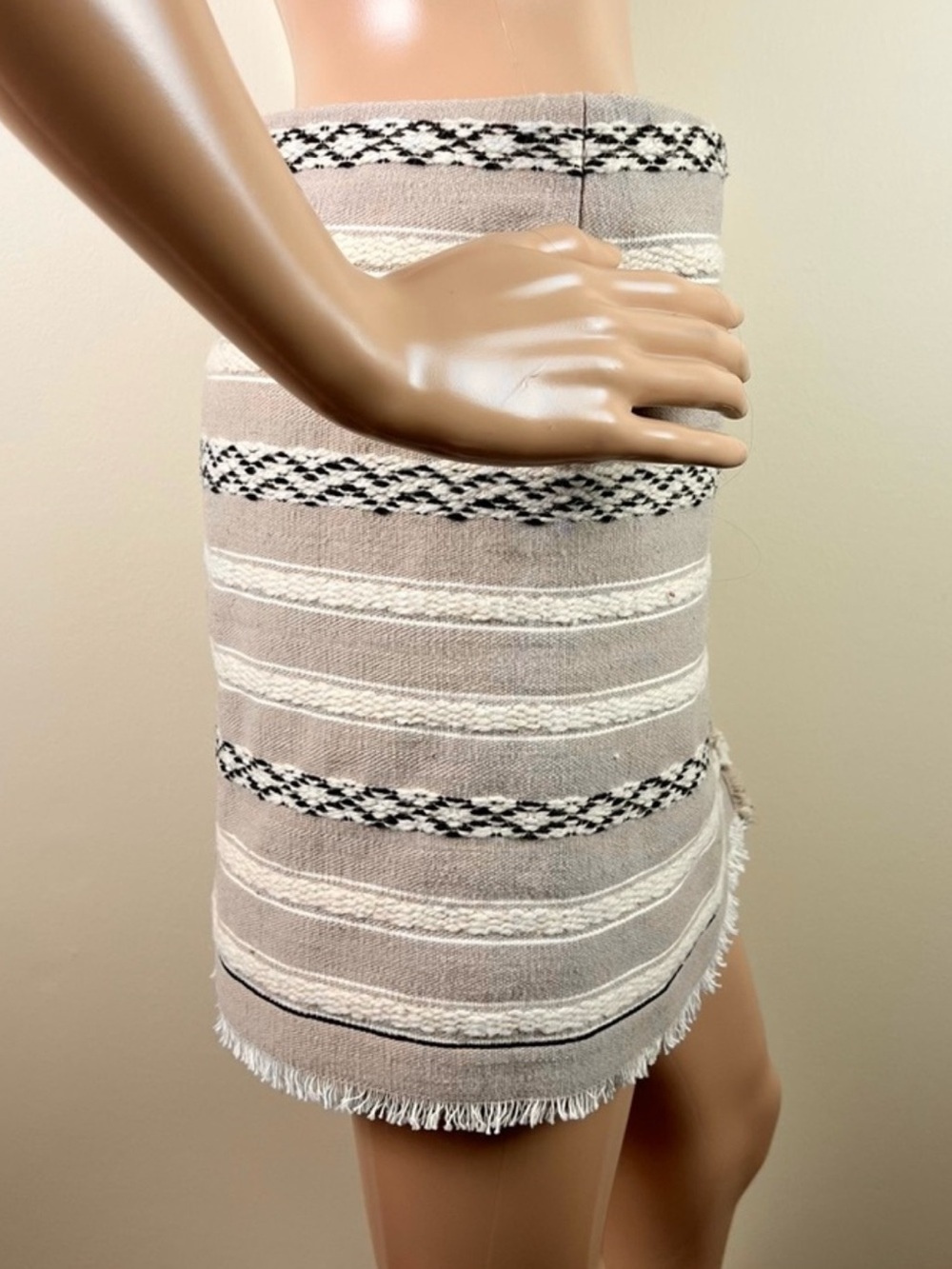 NEW SAINT LAURENT REVOLVE BEIGE WOVEN WRAP MINI SKIRT - Picture 5 of 9
